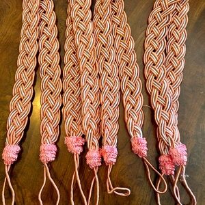 NEW Curtain Tie Back Hold Back Swags Drapery Pink SIlver Lot of 4